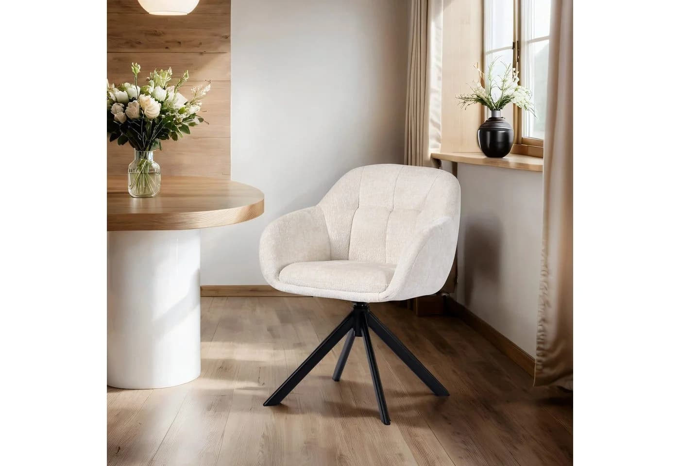 Duhome Loungesessel 9-213A Beige Chenille 360° drehbar Armlehnstuhl - Bild 2
