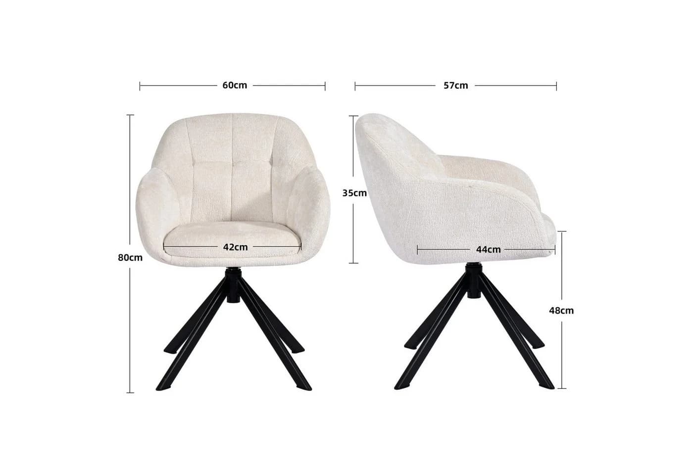 Duhome Loungesessel 9-213A Beige Chenille 360° drehbar Armlehnstuhl - Bild 3