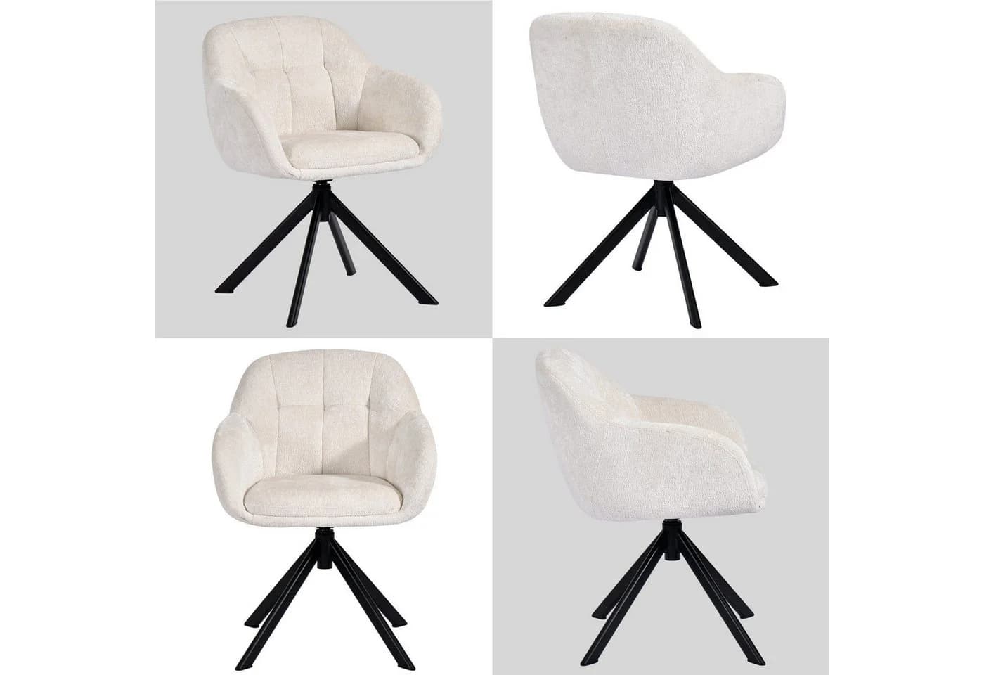 Duhome Loungesessel 9-213A Beige Chenille 360° drehbar Armlehnstuhl - Bild 4