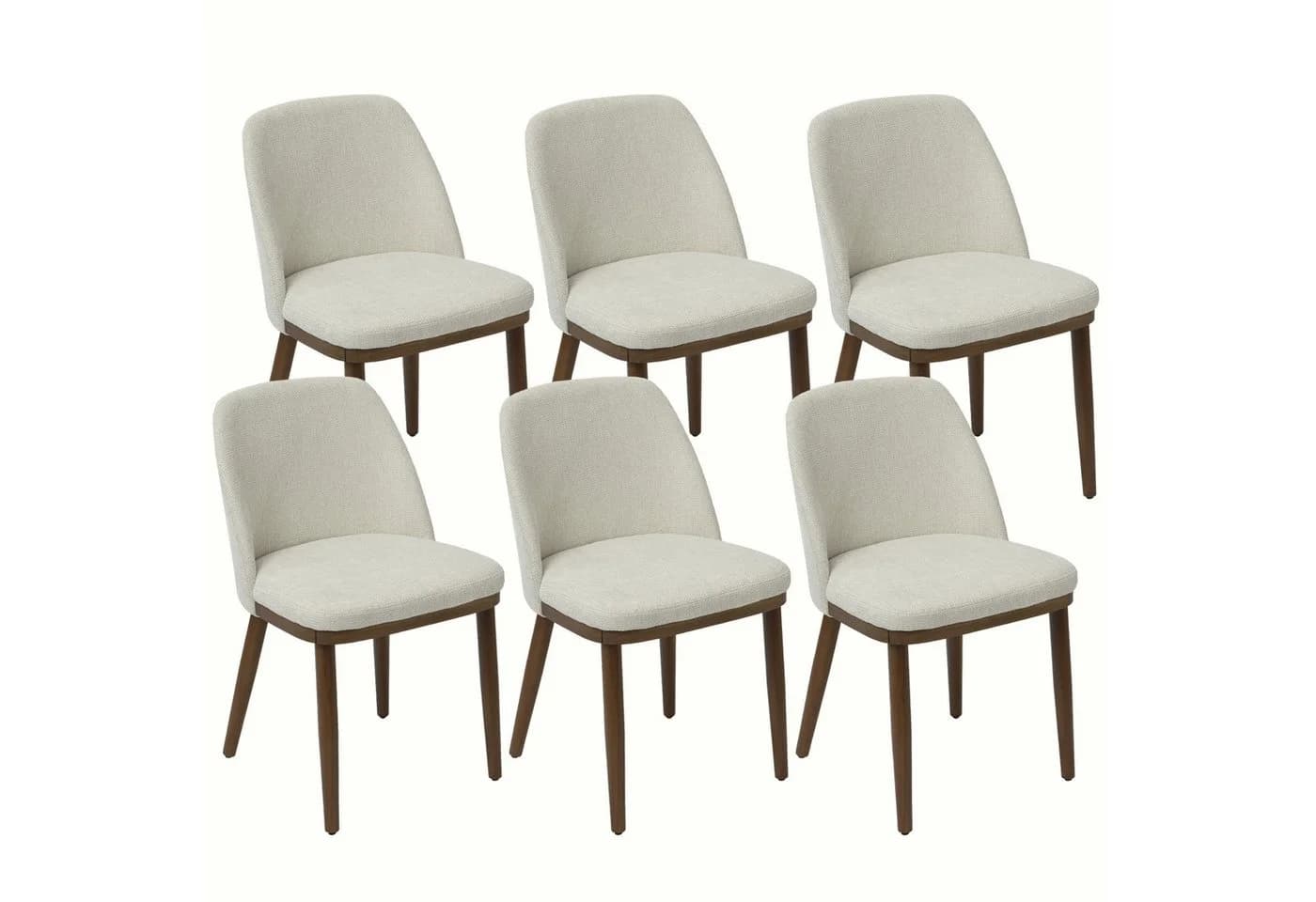 Duhome Esszimmerstuhl 3100 Beige Leinen gepolstert Holzbeine - Bild 2