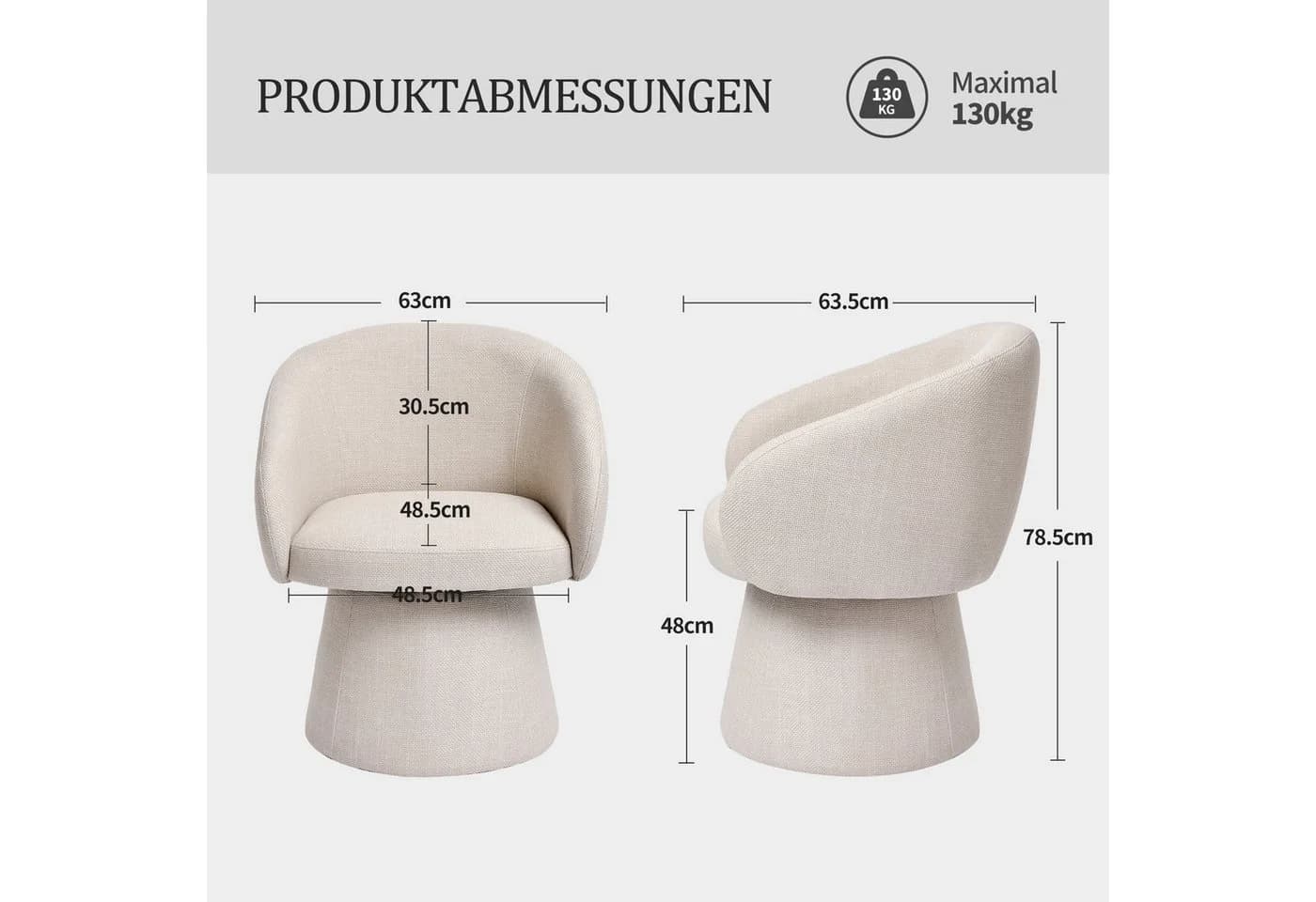 Duhome Esszimmerstuhl 360 Grad Drehbar Kegeldesign Polsterstuhl - Bild 3