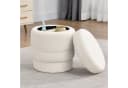 Duhome Runder Polsterhocker mit Stauraum Weiss Drehbar Bild 2