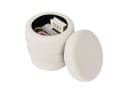 Duhome Runder Polsterhocker mit Stauraum Weiss Drehbar Bild 3