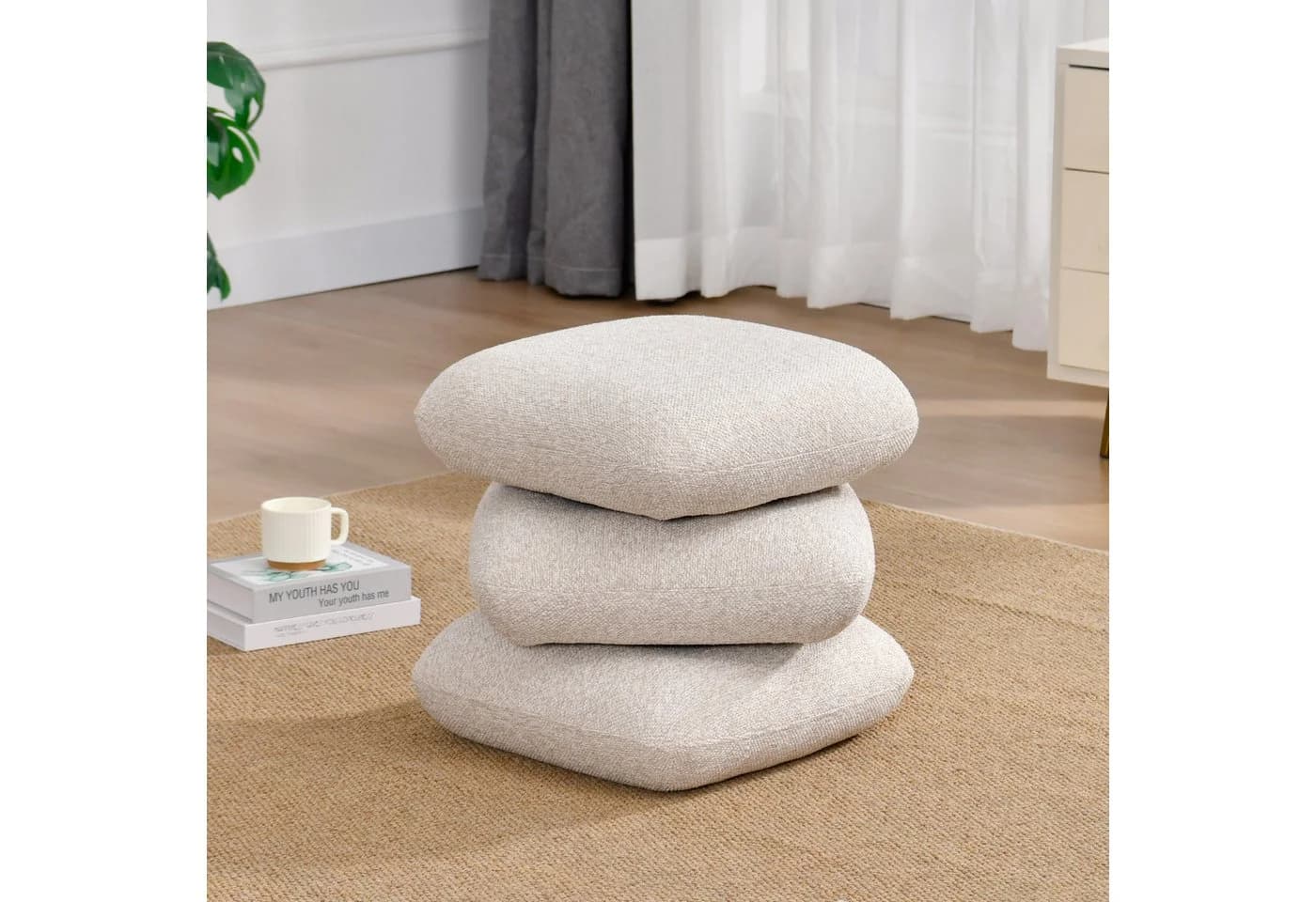 Duhome Hocker (9272D1) Bouclé Stoff 360° Drehbar Modern