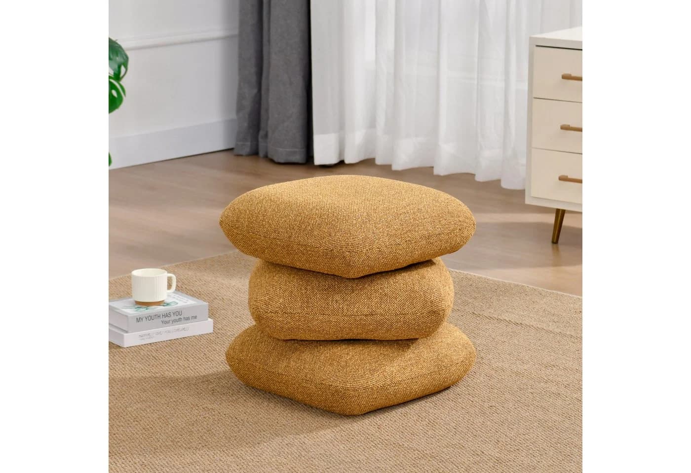 Duhome Hocker 9272D1 Bouclé Stoff 360° Drehbar Modern