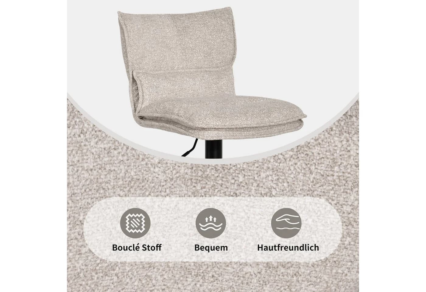 Duhome Barhocker 5501A1 2er Set Drehbar Bouclé Beige - Bild 5