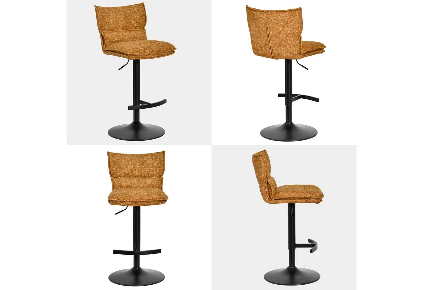 Duhome Barhocker 5501A1 2er Set Drehbar Bouclé Gelb - Bild 4