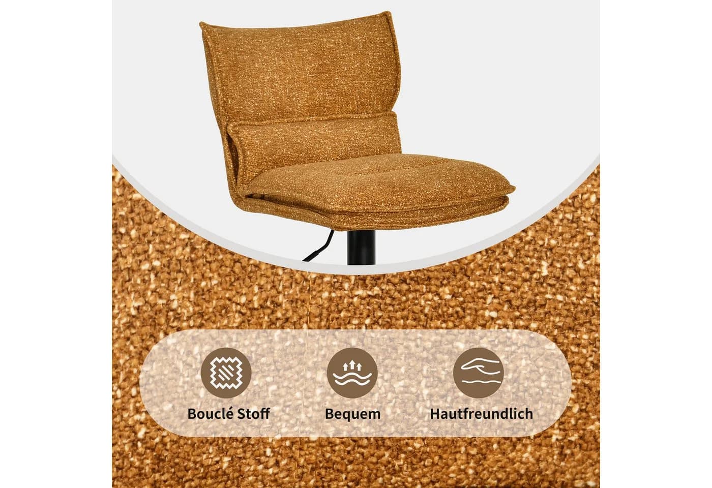 Duhome Barhocker 5501A1 2er Set Drehbar Bouclé Gelb - Bild 5