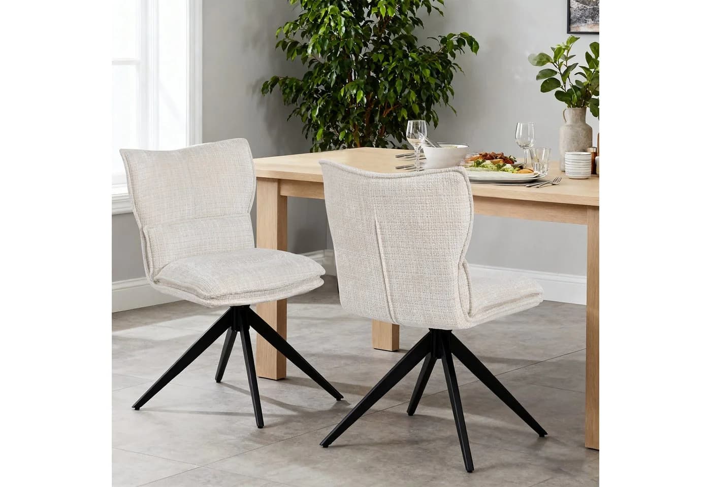 Duhome Esszimmerstuhl Chenille 360° Drehbar