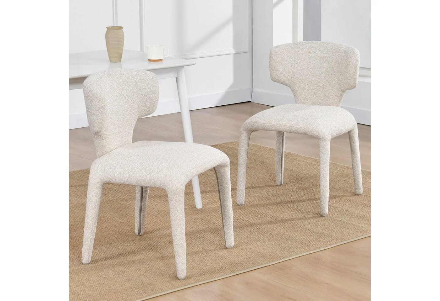 Duhome Esszimmerstuhl 2er Set Beige Bouclé Modern - Bild 2
