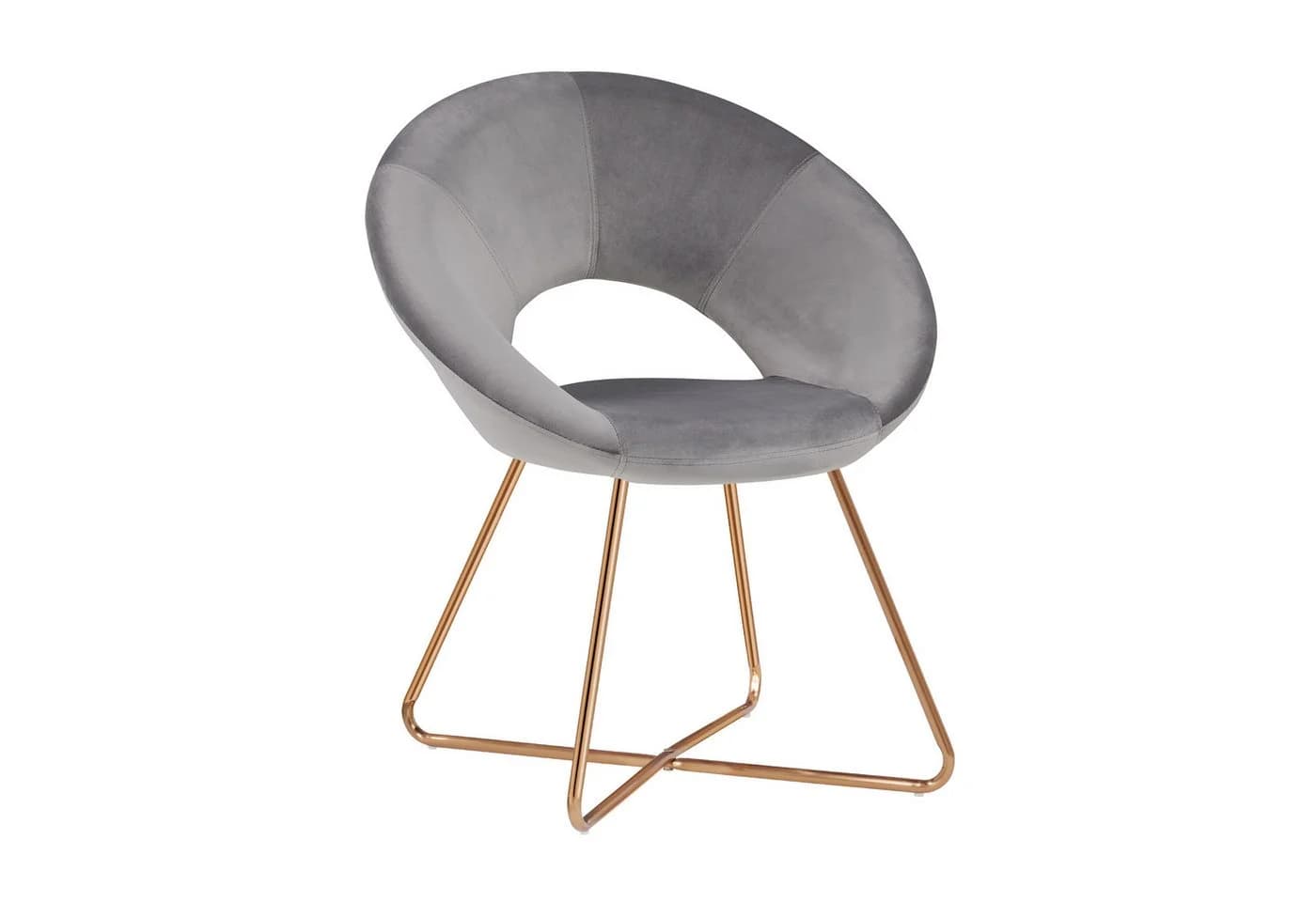 Duhome Loungesessel 439D Grau Samt Polsterstuhl Gold Metallbeine - Bild 2