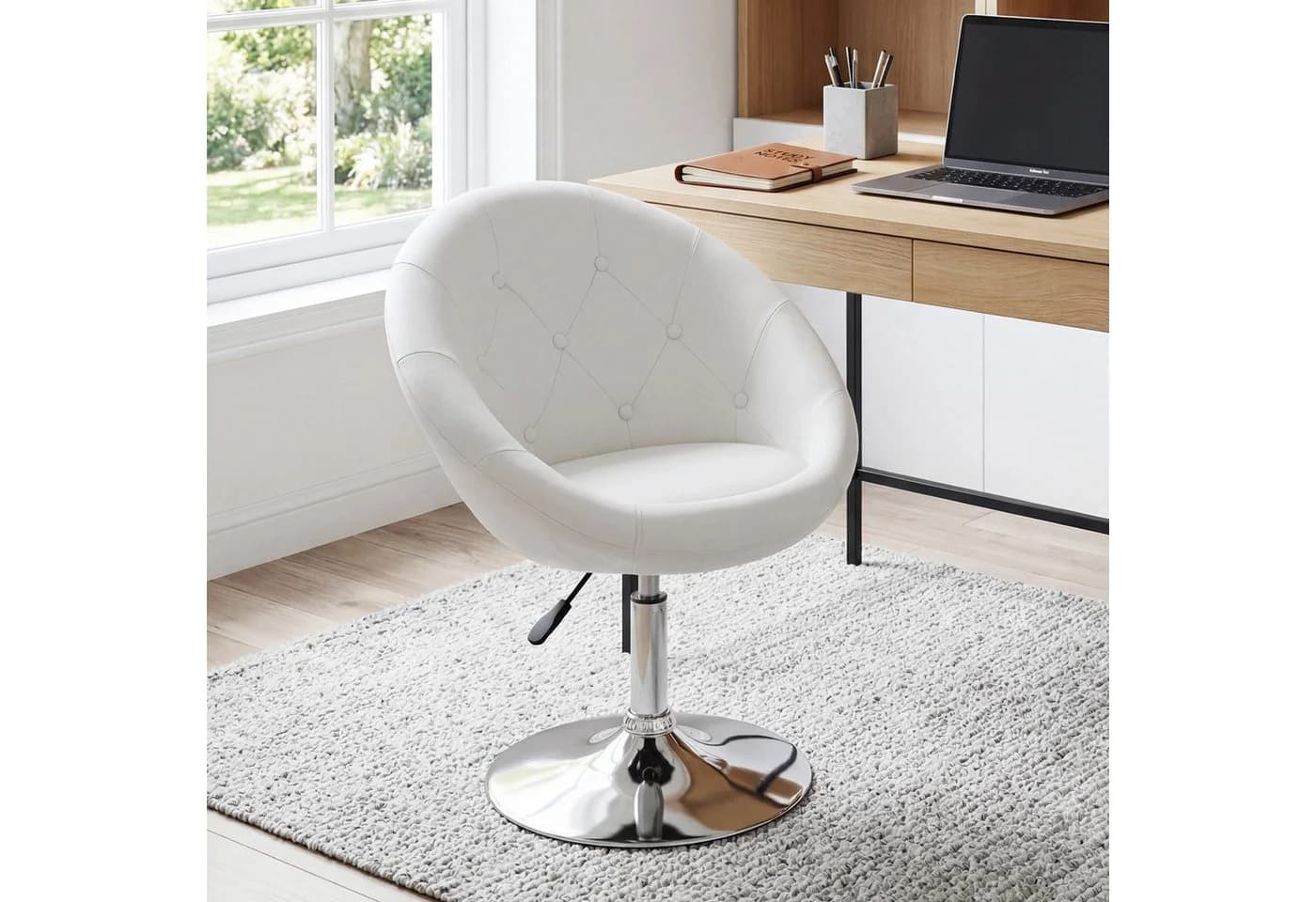 Duhome Loungesessel 509A Weiß Höhenverstellbar Drehstuhl