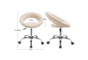 Duhome Rollhocker mit Rückenlehne Kunstleder Beige Höhenverstellbar Bild 1