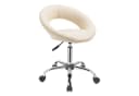 Duhome Rollhocker mit Rückenlehne Kunstleder Beige Höhenverstellbar Bild 2
