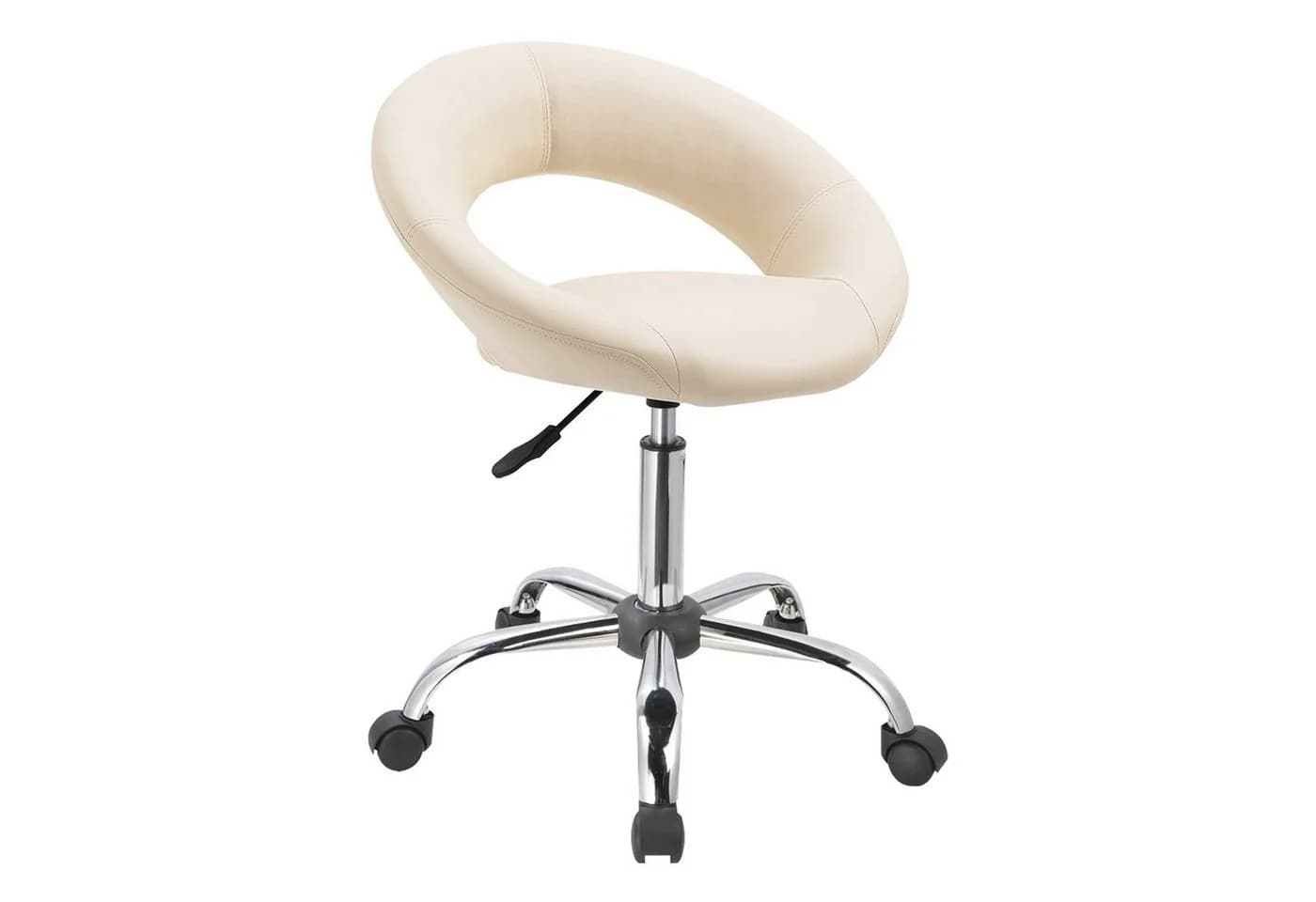 Duhome Rollhocker mit Rückenlehne Kunstleder Beige Höhenverstellbar - Bild 2