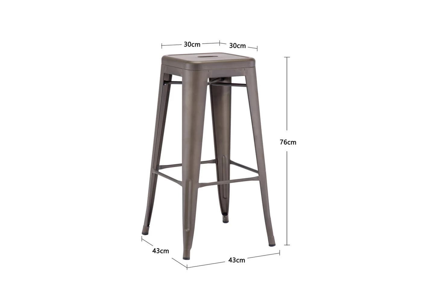 Duhome Barhocker 665D Stapelbar Metall Industry Design Metallic Braun