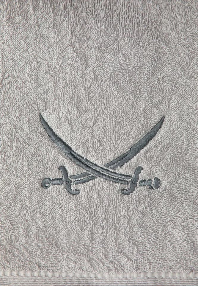 Sansibar Sylt Badetuch Classic Hellgrau mit Säbel Stickerei