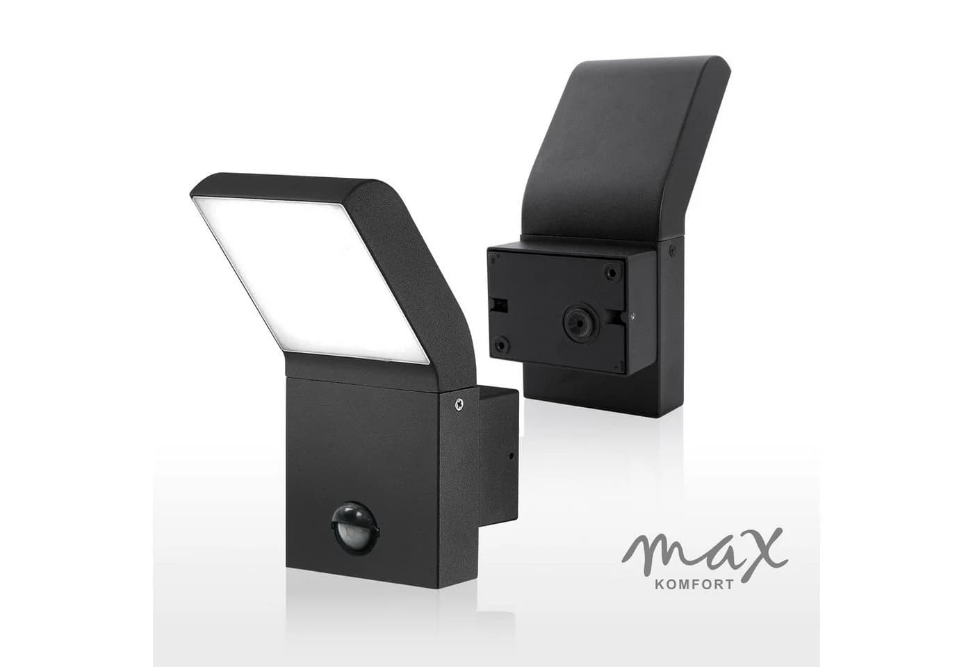 Maxkomfort LED Außen-Wandleuchte Schwarz mit Bewegungsmelder
