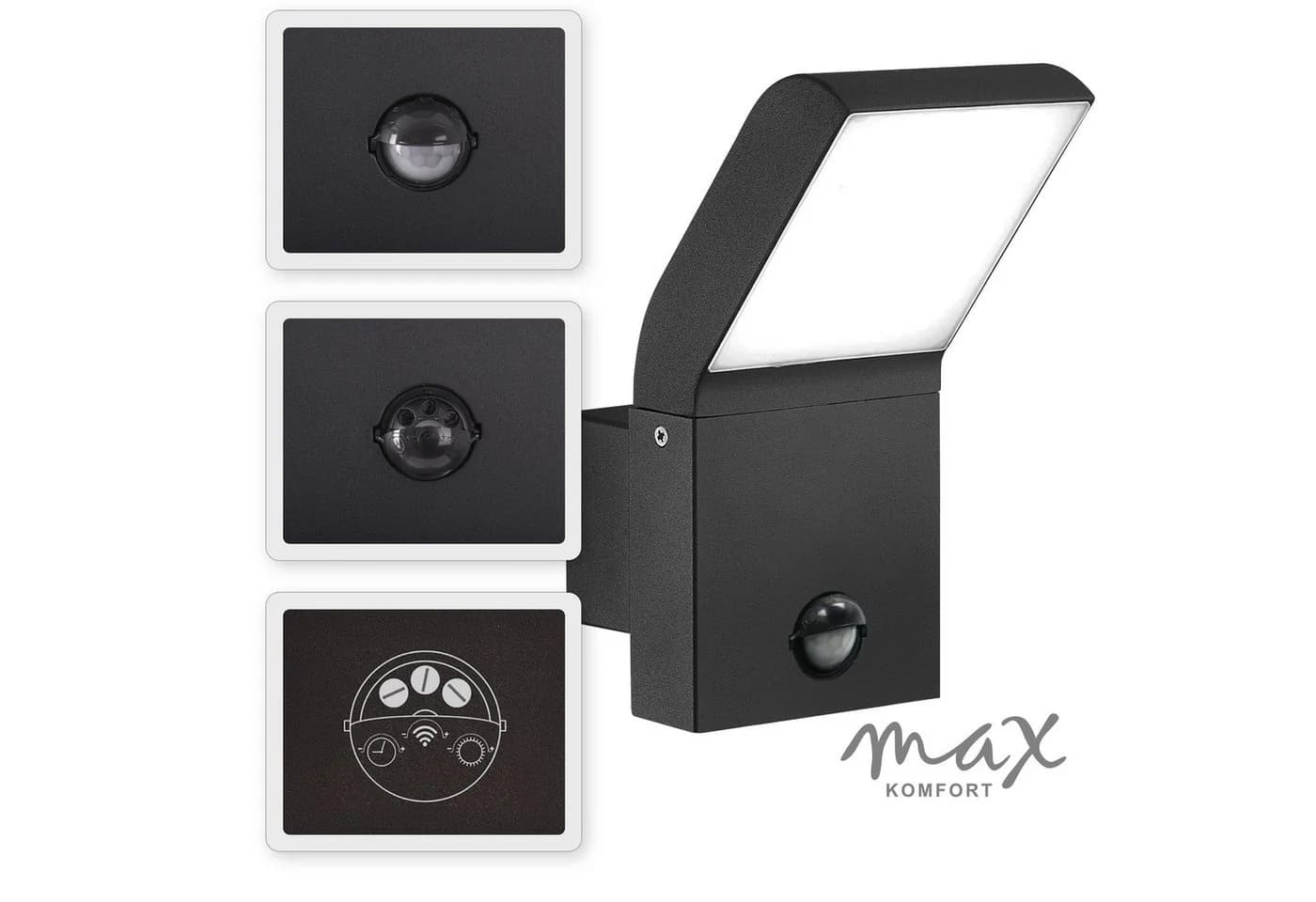 Maxkomfort LED Außen-Wandleuchte Schwarz mit Bewegungsmelder - Bild 5