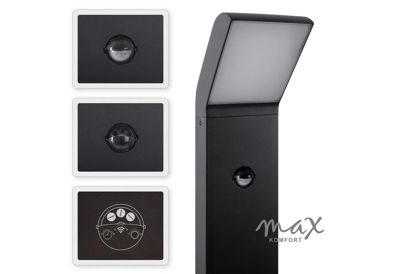 Maxkomfort Außen-Stehlampe 1504-800 Schwarz mit Bewegungsmelder LED - Bild 3