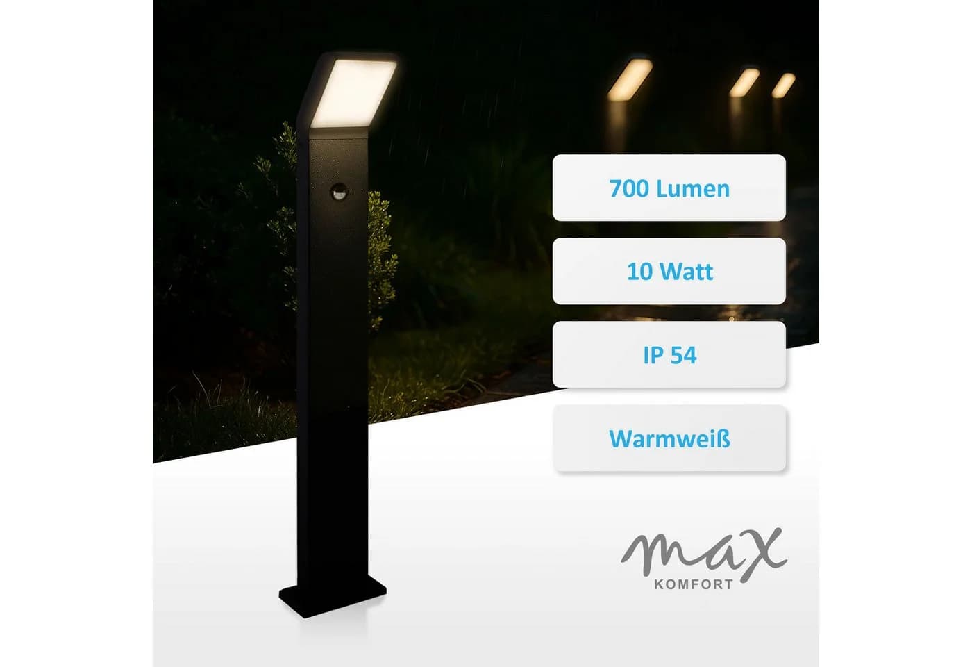 Maxkomfort Außen-Stehlampe 1504-800 Schwarz mit Bewegungsmelder LED - Bild 5