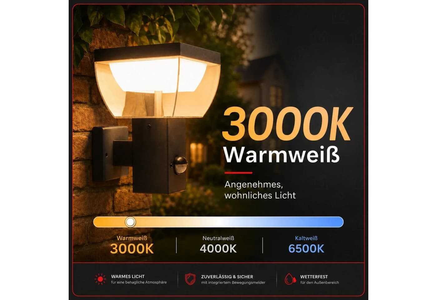 Maxkomfort LED Außen-Wandleuchte mit Bewegungsmelder Edelstahl V2A - Bild 4