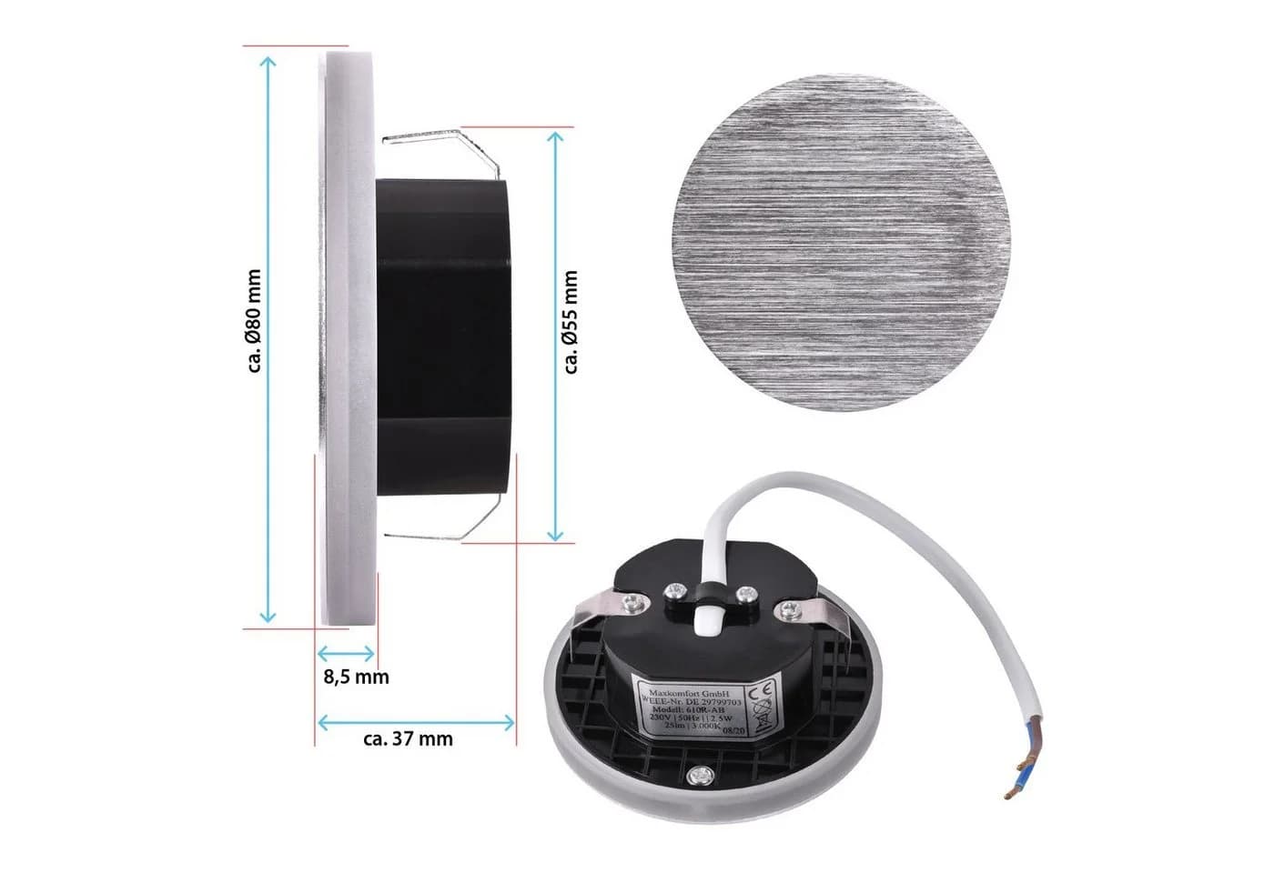 Maxkomfort LED Wandstrahler Treppenbeleuchtung Warmweiß Aluminium - Bild 3