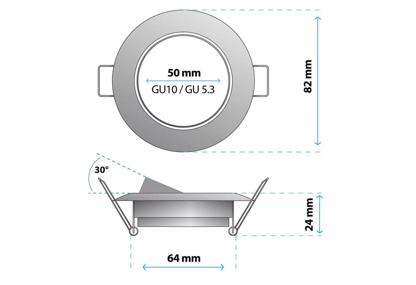 Maxkomfort Einbauleuchte 104S-TP rund & schwenkbar, GU10, Metall, gold - Bild 4