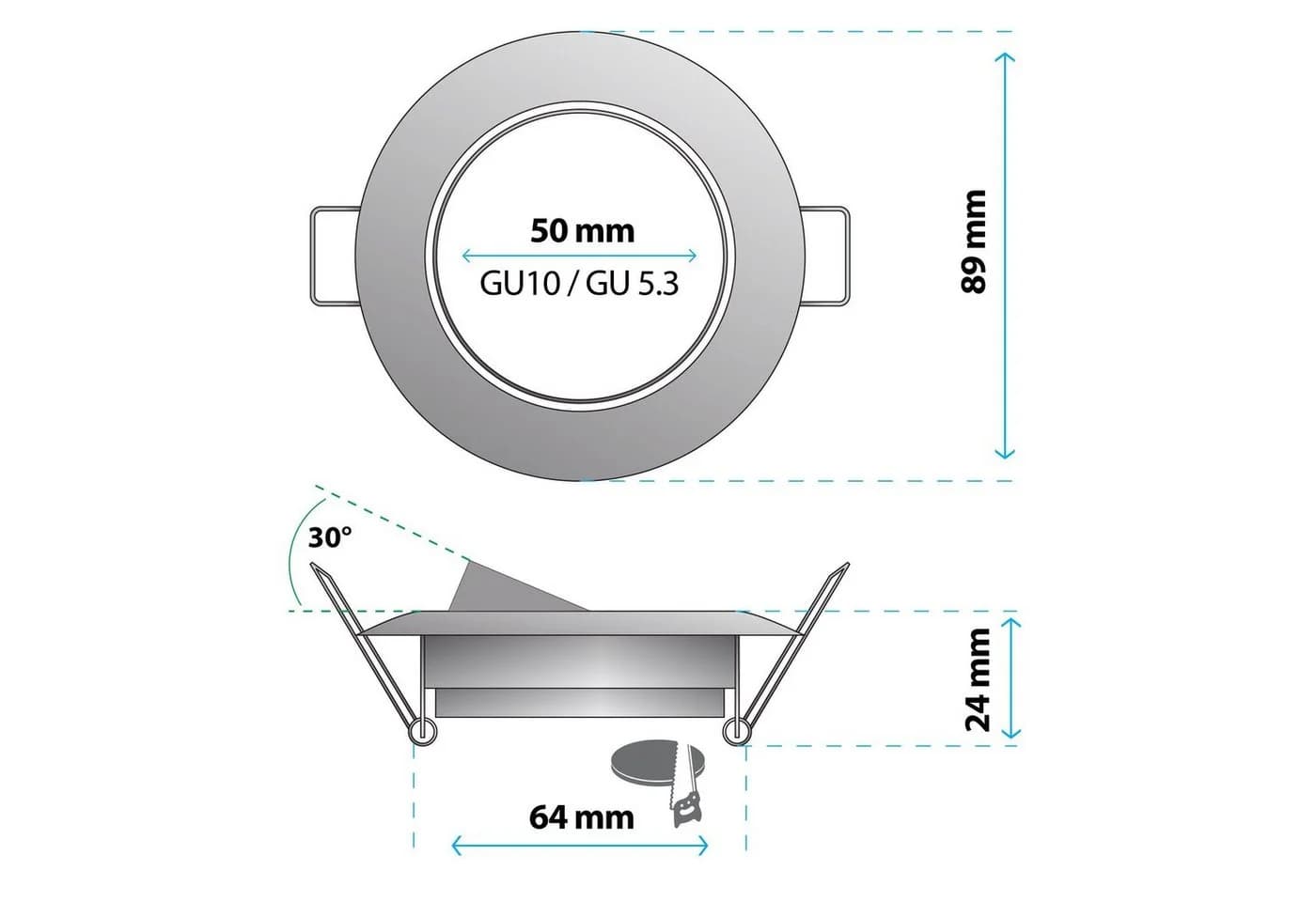 Maxkomfort Einbaustrahler B002 Schwarz GU10 schwenkbar - Bild 4