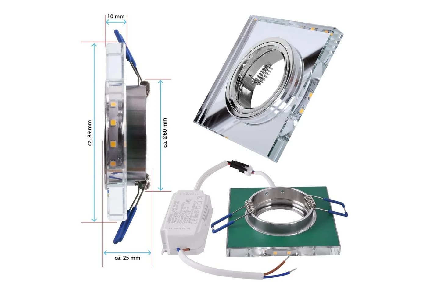 Maxkomfort LED Einbauleuchte Glas Metall Warmweiß 3000K - Bild 3