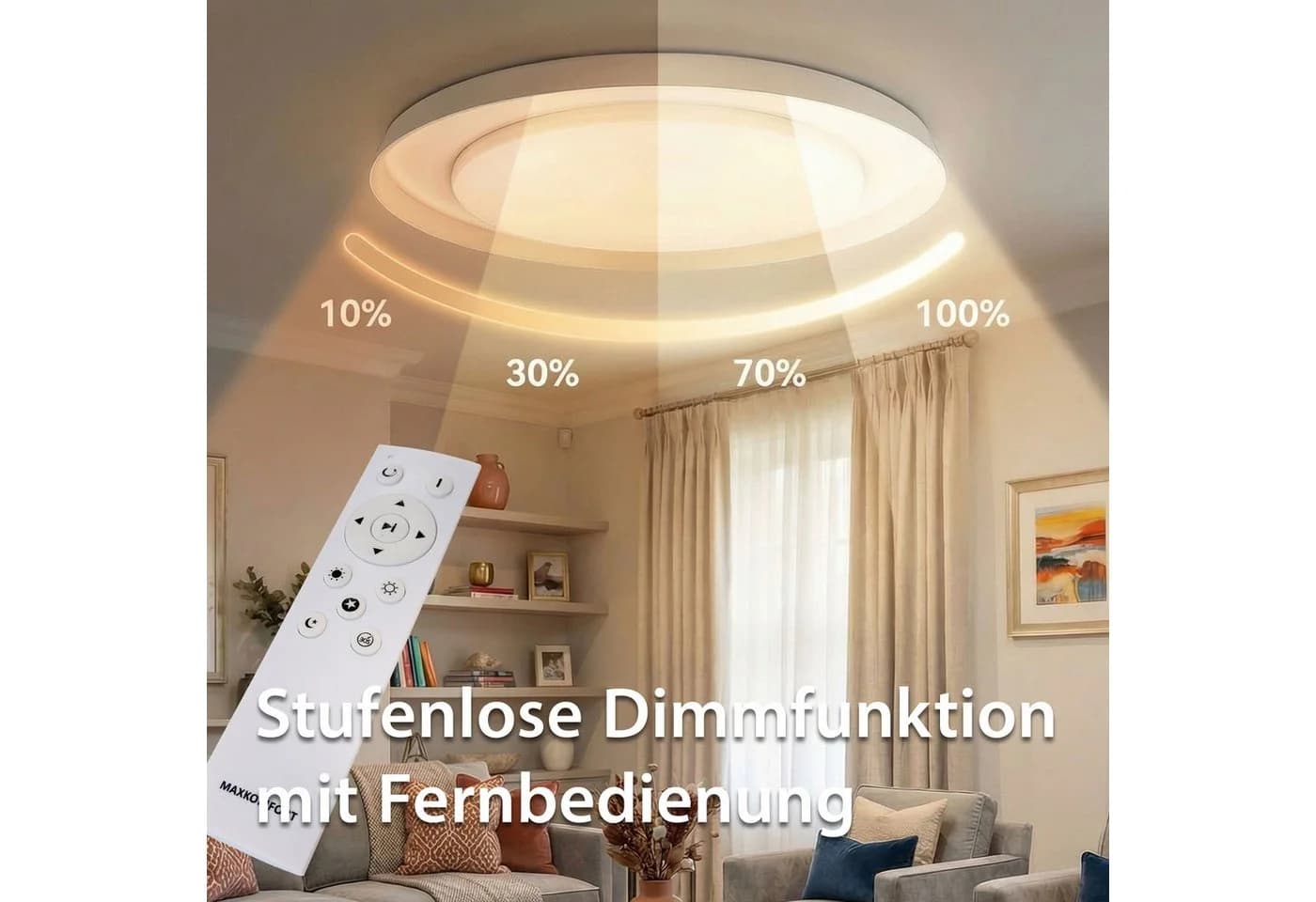 Maxkomfort LED Deckenleuchte Dimmbar 48W mit Fernbedienung - Bild 3
