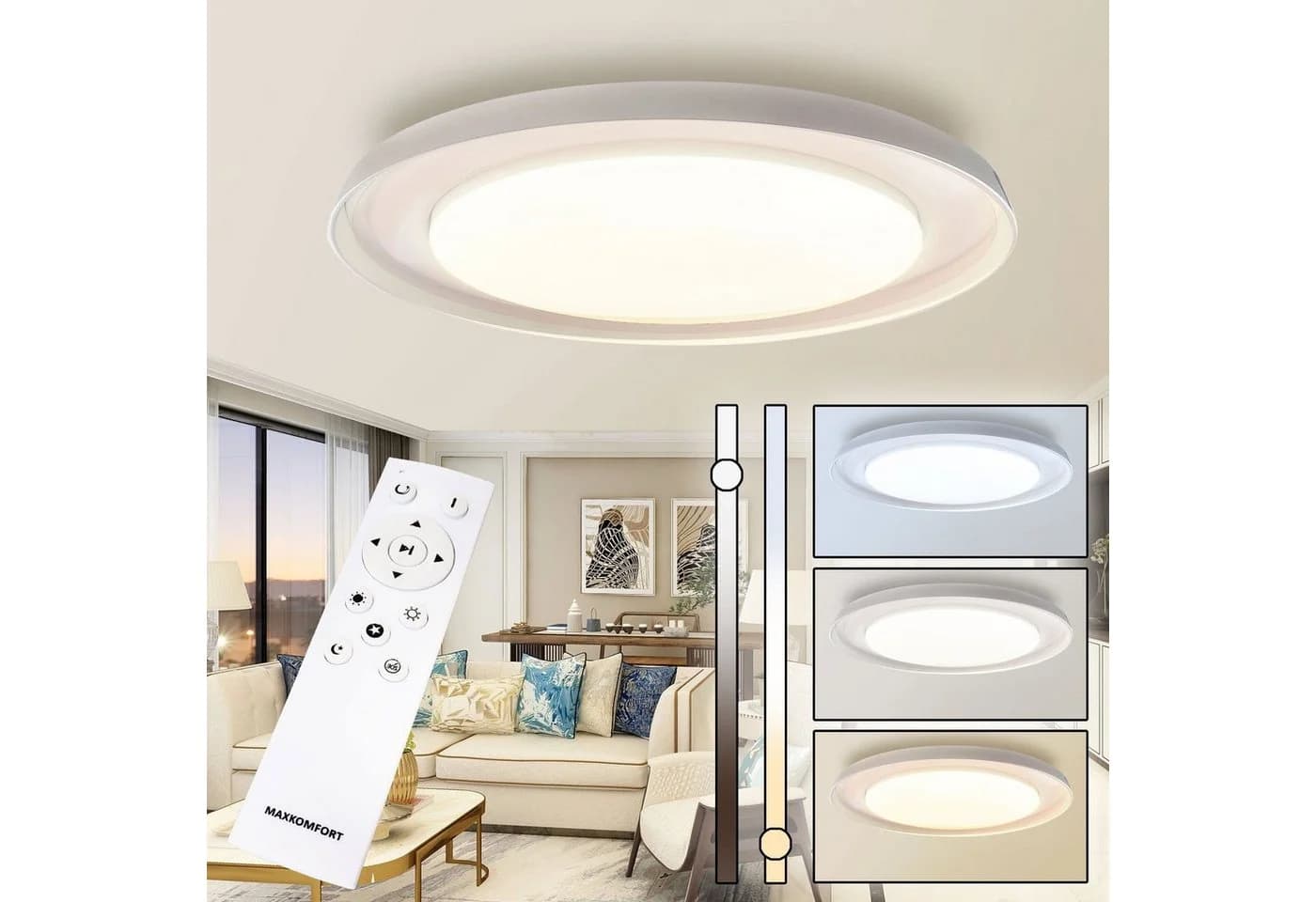 Maxkomfort LED Deckenleuchte Dimmbar 48W mit Fernbedienung - Bild 4