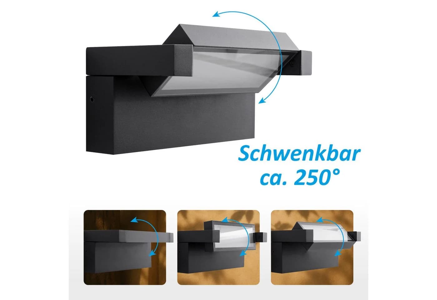 Maxkomfort Außen-Wandleuchte LED 3011 Schwarz Schwenkbar - Bild 4