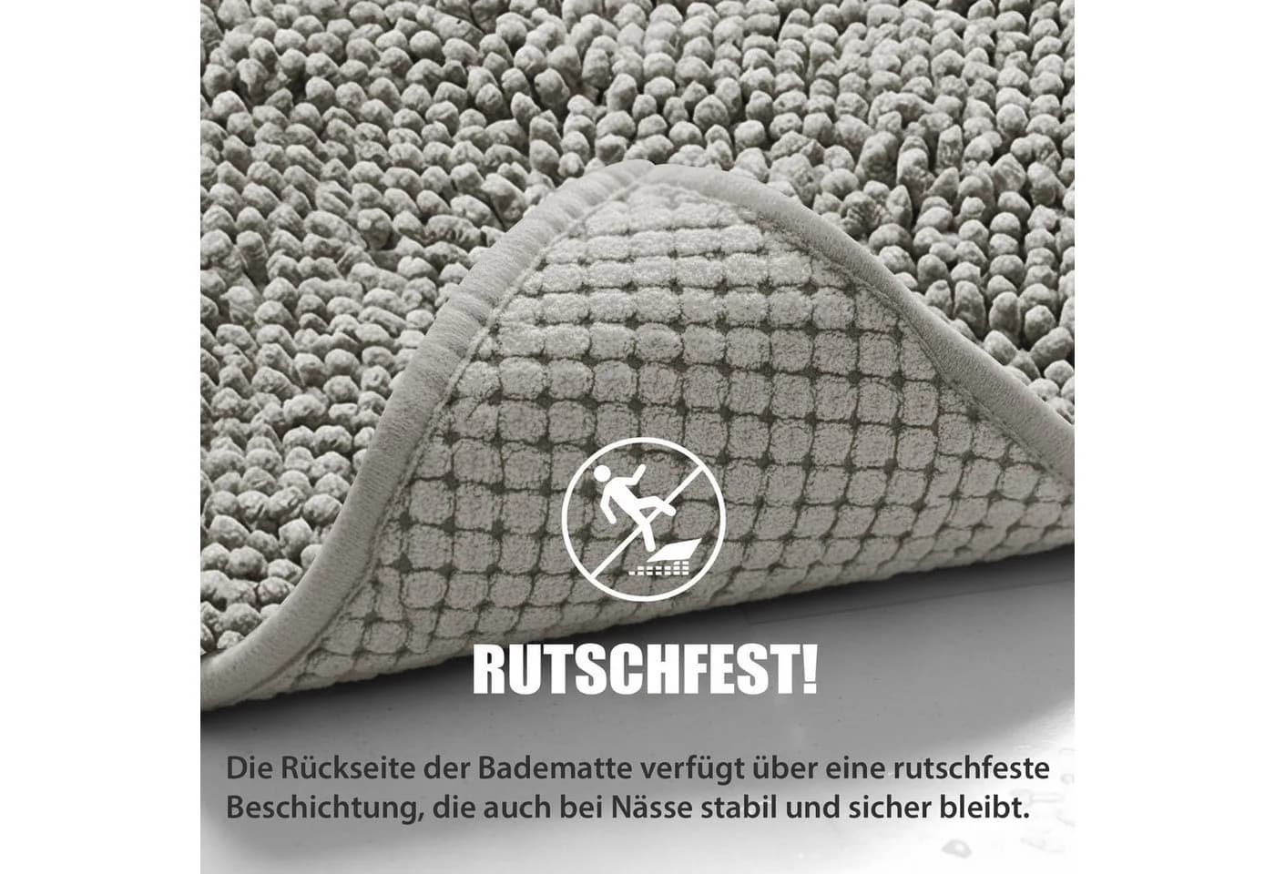 HELLSER Badematte DINA Chenille rutschfest grau - Bild 4
