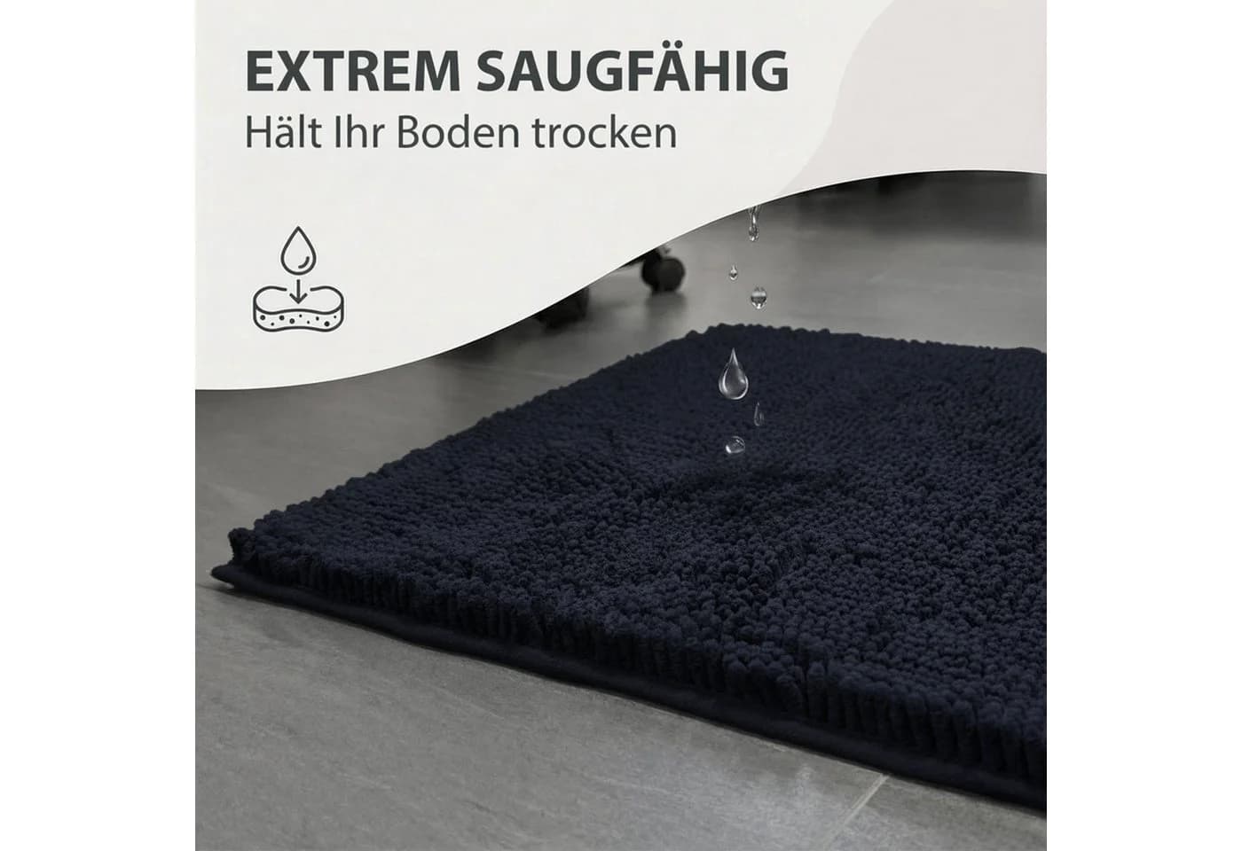 HELLSER Badematte DINA Chenille rutschfest waschbar Polyester - Bild 3