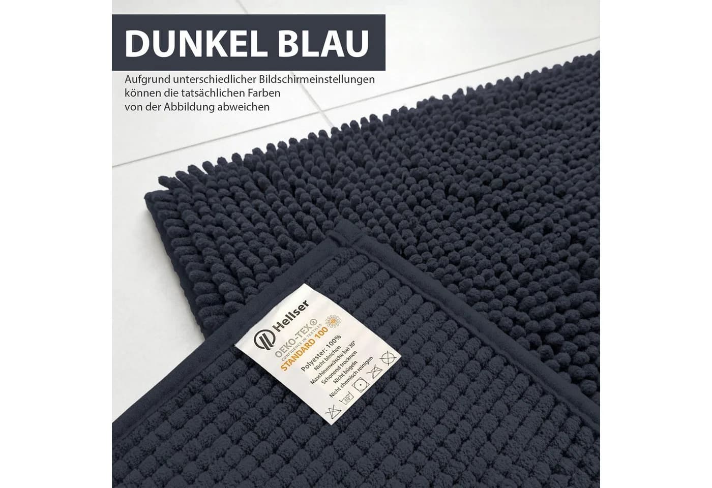 HELLSER Badematte DINA Chenille rutschfest waschbar Polyester - Bild 5