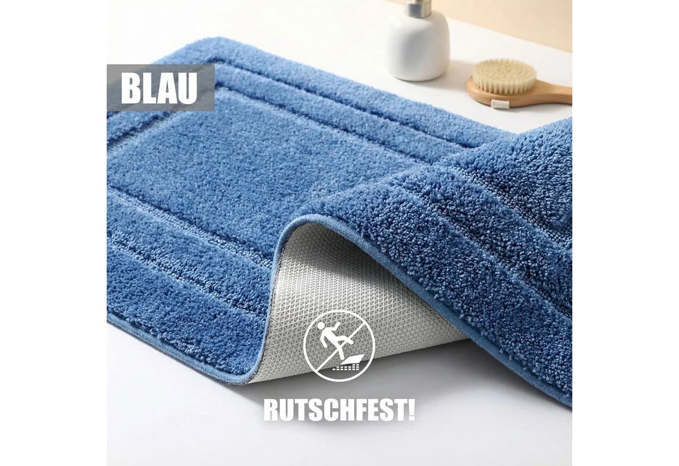 HELLSER Badematte KIRA Blau Mikrofaser rutschfest - Bild 5