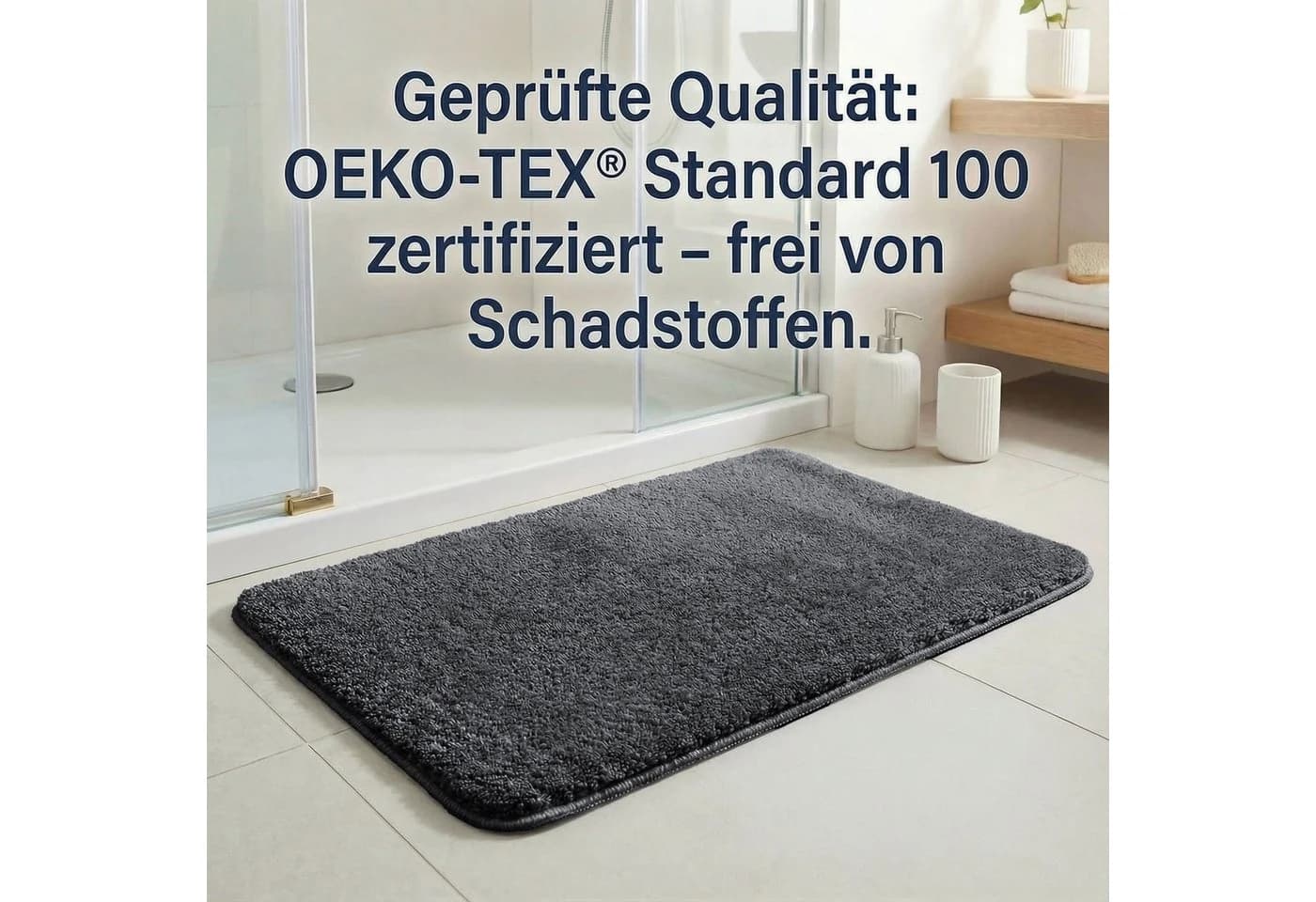 HELLSER Badematte MIRA rutschfest & waschbar - Mikrofaser, Polyester, grau - Bild 4