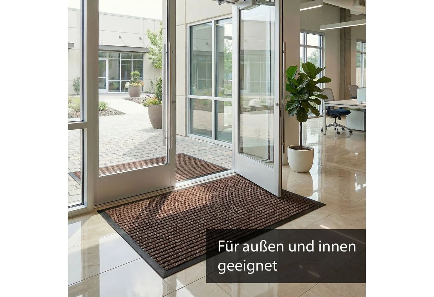 HELLSER Fußmatte Rutschfest Braun Schwarz Schmutzfangmatte
