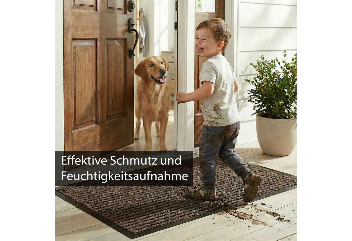 HELLSER Fußmatte Rutschfest Braun Schwarz Schmutzfangmatte - Bild 4