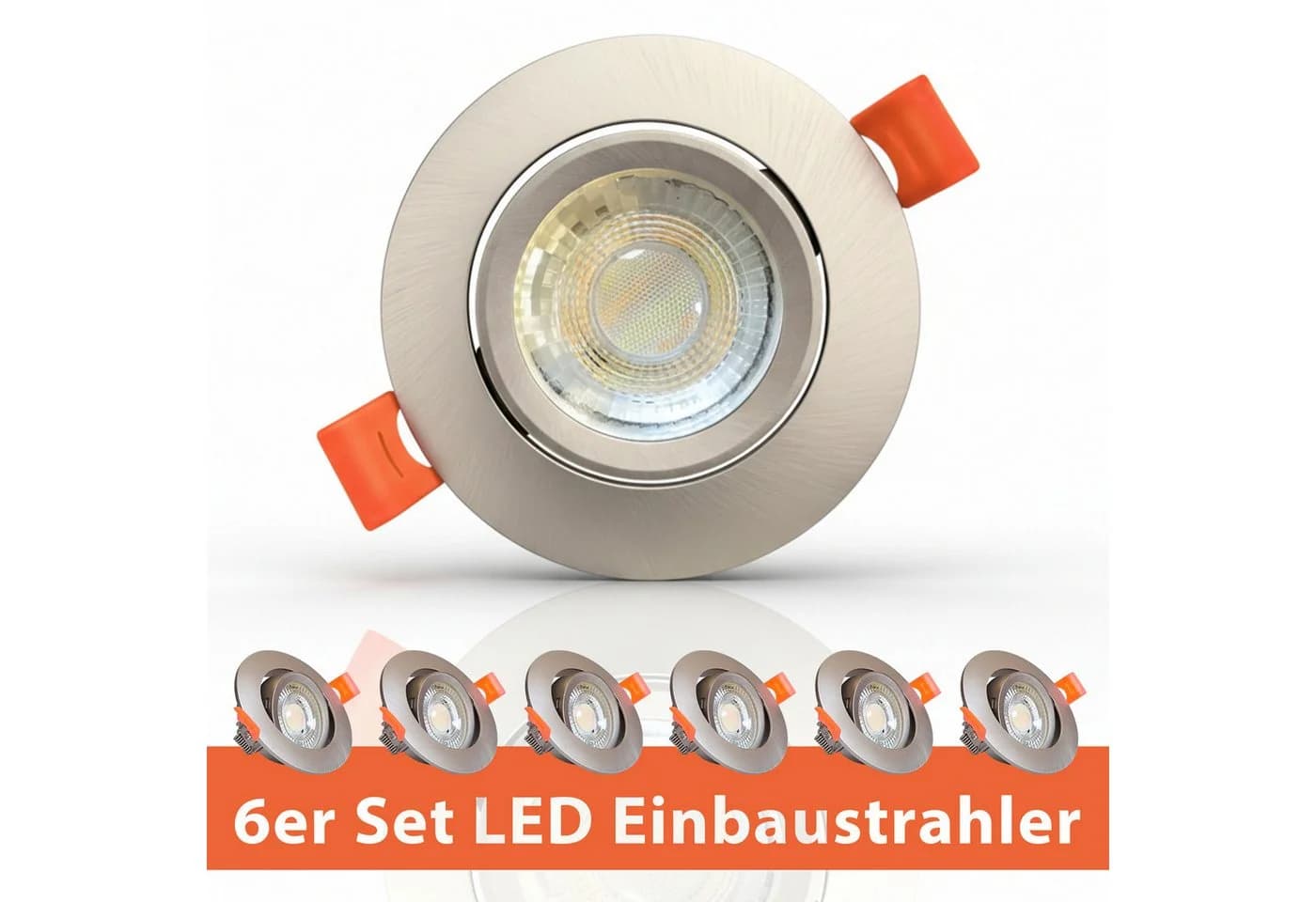 Maxkomfort LED Einbaustrahler 6er Set Schwenkbar Silber 3CCT