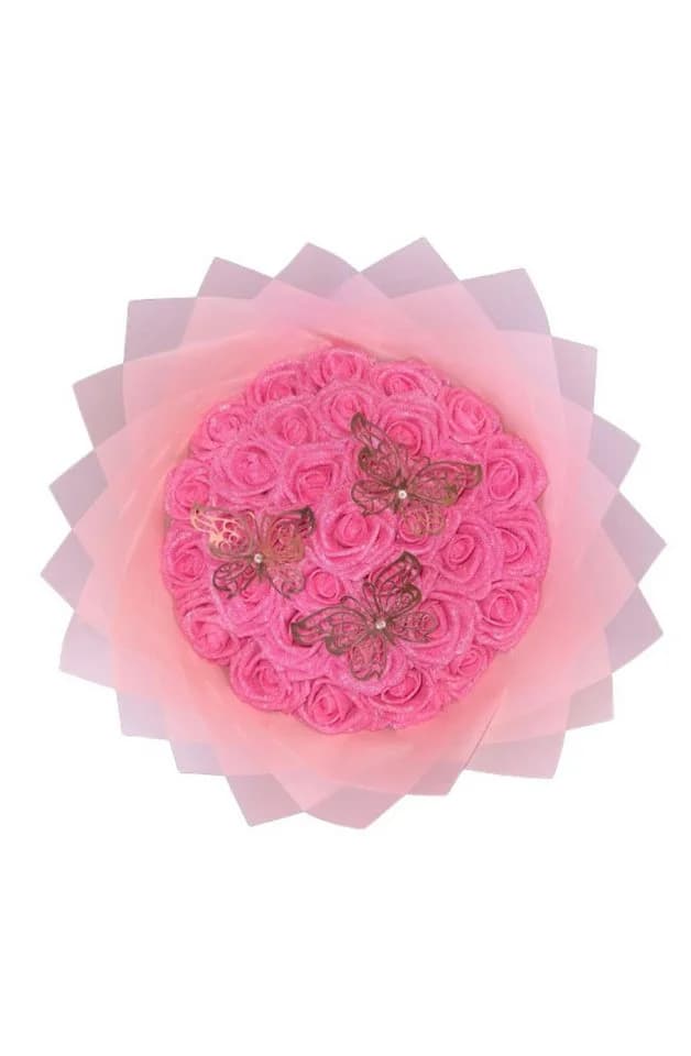 M-Diamant Kunstblumenstrauß Rosen Bouquet Rosa Hochwertig