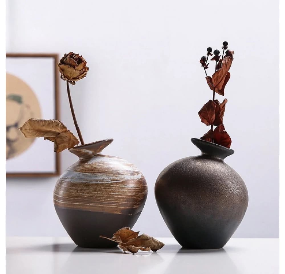 RAIKOU Dekovase Set 3 St. Tonvase Clay Kugelform - Bild 5