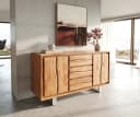 DELIFE Sideboard Live-Edge Akazie Natur 147 cm 2 Türen 3 Schübe Baumkante Bild 1