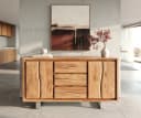 DELIFE Sideboard Live-Edge Akazie Natur 147 cm 2 Türen 3 Schübe Baumkante Bild 3