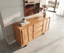 DELIFE Sideboard Live-Edge Akazie Natur 147 cm 2 Türen 3 Schübe Baumkante Bild 5