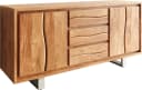 DELIFE Sideboard Live-Edge Akazie Natur 3 Schübe 4 Türen Bild 2