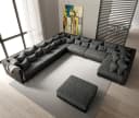DELIFE Wohnlandschaft Clovis XXL Schwarz Modulsofa mit Ottomane Bild 1