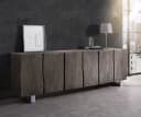 DELIFE Sideboard Live-Edge Akazie Platin 220 cm 6 Türen Massivholz Baumkante Bild 1