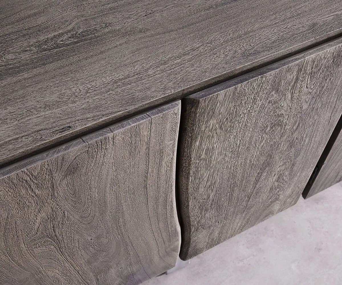 DELIFE Sideboard Live-Edge Akazie Platin 220 cm 6 Türen Massivholz Baumkante - Bild 5